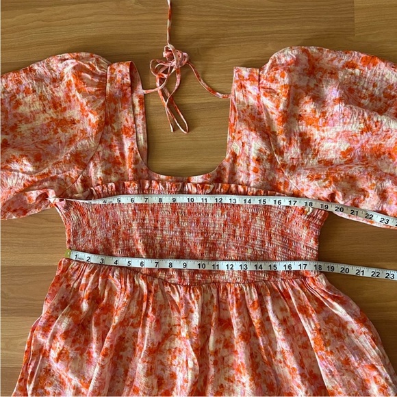 By Anthropologie Short-Sleeve Smocked Babydoll Midi Dress Size 1X - Picture 7 of 13